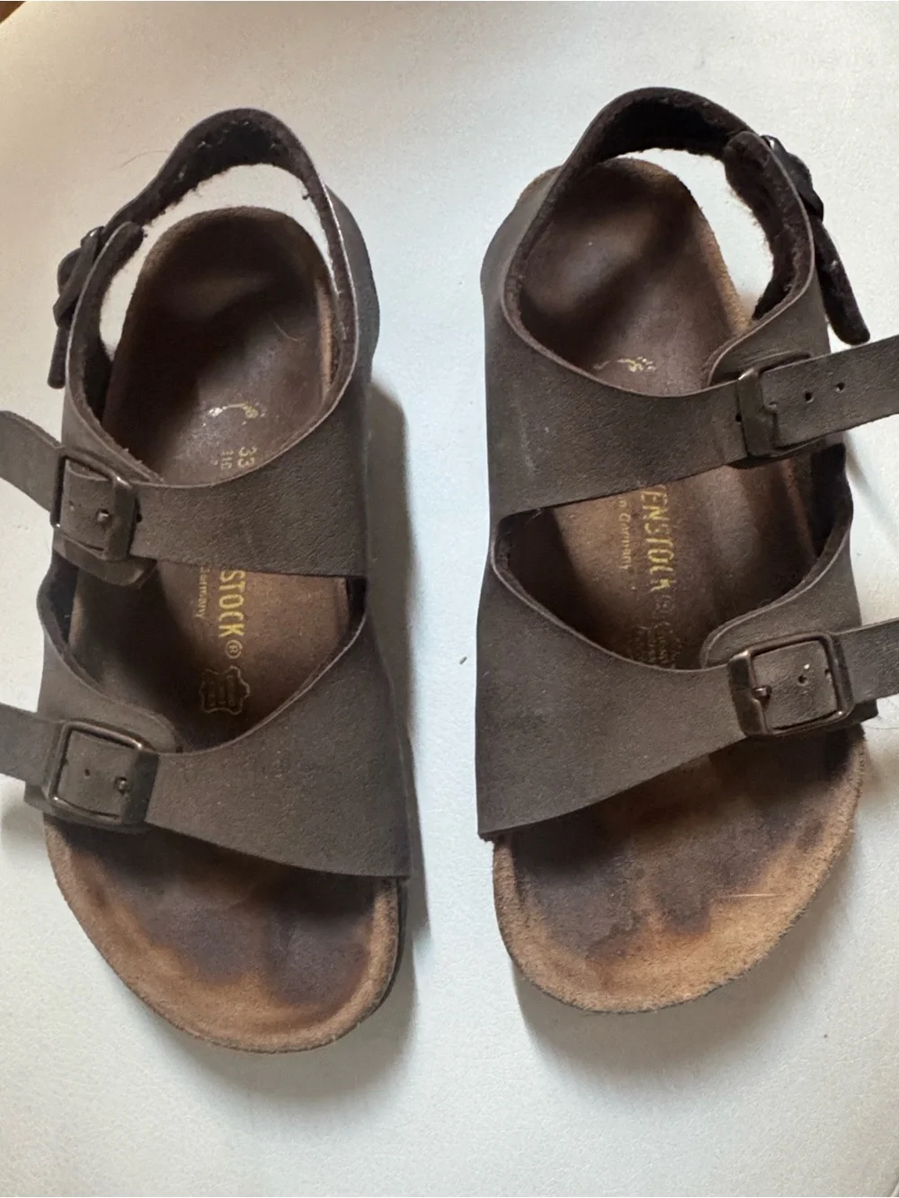 Birkenstock Kids Dark Brown Suede Double-Buckle Sandals